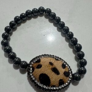 Leopard Print Beaded Bracelet